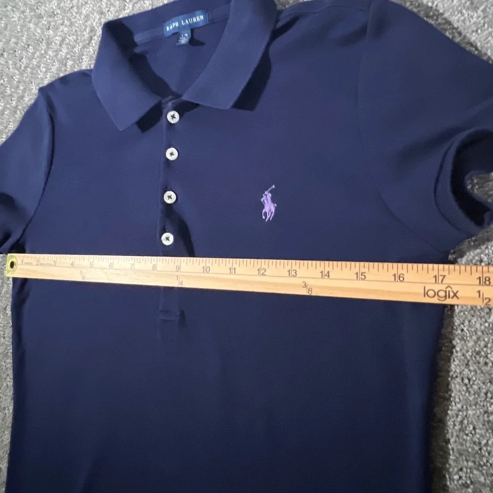 Ralph Lauren Polo Shirt Girls‎ Large Navy Blue Purple Pony Logo Short Sleeve